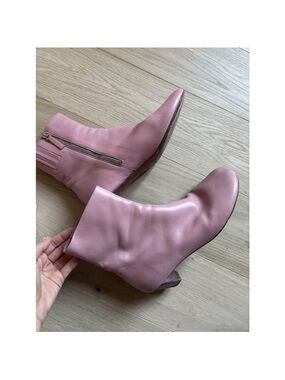 Marsell Dusty Rose Leather Ankle Boots with Side Zipper